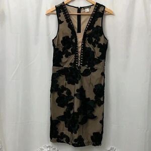Women’s Venus Sleeveless Floral Dress Size 6 Black And Nude EUC